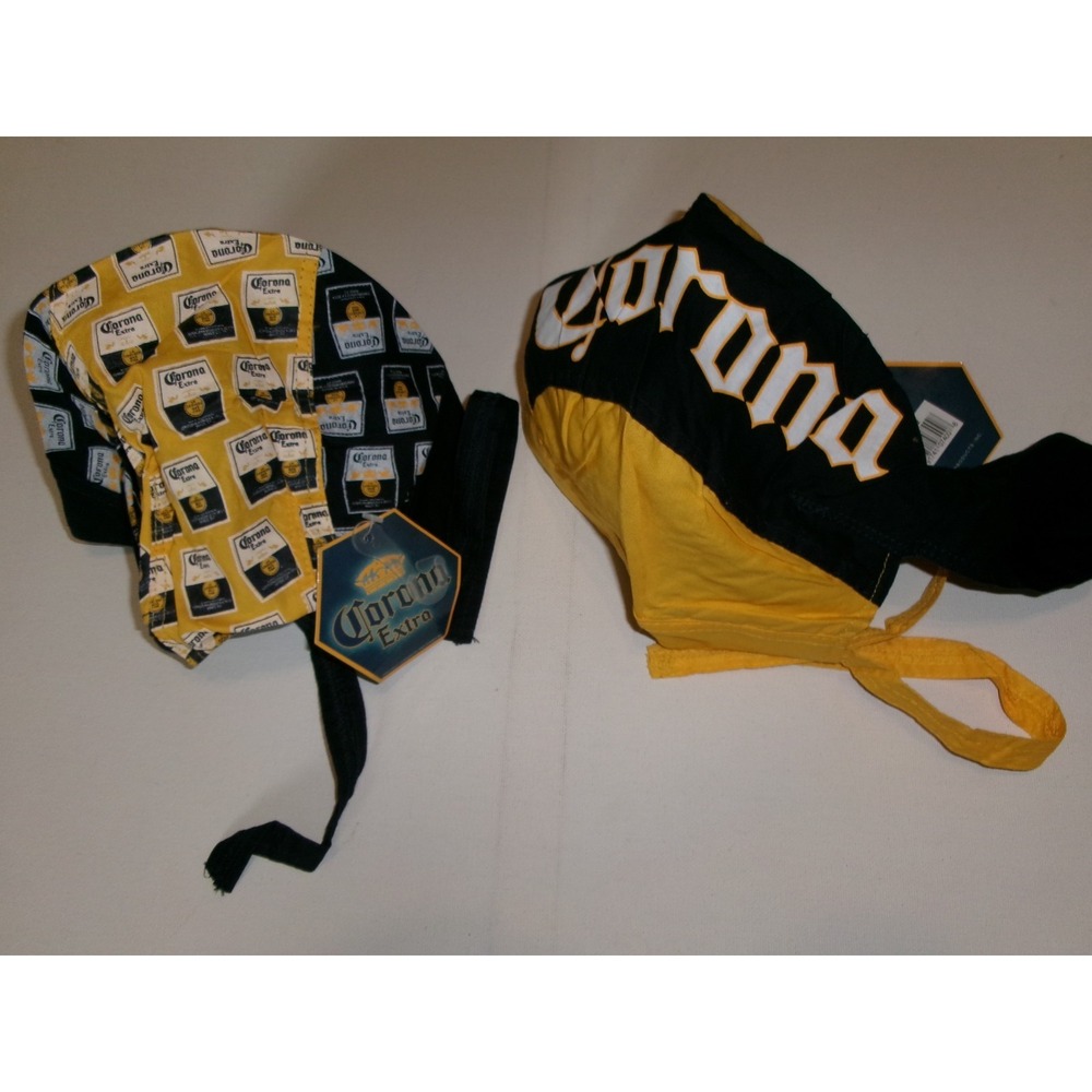 2PC LOT CORONA CAP DOO RAG BANDANA BANDANNA BIKER    VINTAGE T1
